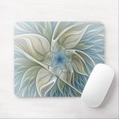 Bloemendroompatroon Abstract Blauw Khaki Fractal Muismat (Met muis)