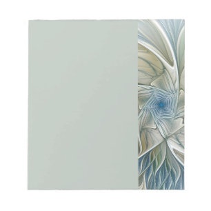 Bloemendroompatroon Abstract Blauw Khaki Fractal Notitieblok