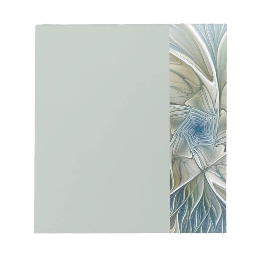 Bloemendroompatroon Abstract Blauw Khaki Fractal Notitieblok (Voorkant)