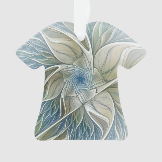 Bloemendroompatroon Abstract Blauw Khaki Fractal Ornament (voorkant)
