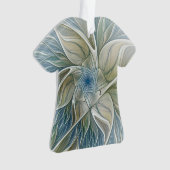 Bloemendroompatroon Abstract Blauw Khaki Fractal Ornament (voorkant)