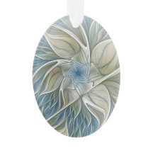 Bloemendroompatroon Abstract Blauw Khaki Fractal