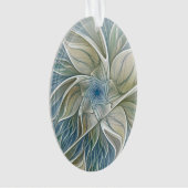 Bloemendroompatroon Abstract Blauw Khaki Fractal Ornament (voorkant)