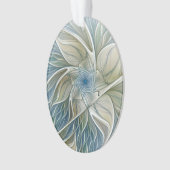 Bloemendroompatroon Abstract Blauw Khaki Fractal Ornament (voorkant)