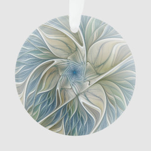 Bloemendroompatroon Abstract Blauw Khaki Fractal Ornament
