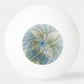 Bloemendroompatroon Abstract Blauw Khaki Fractal Pingpongbal (Achterkant)