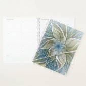 Bloemendroompatroon Abstract Blauw Khaki Fractal Planner (Display)