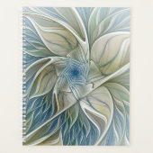 Bloemendroompatroon Abstract Blauw Khaki Fractal Planner (Voorkant)