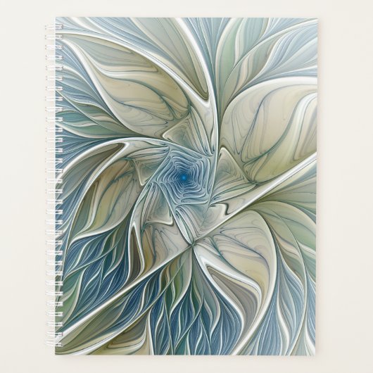 Bloemendroompatroon Abstract Blauw Khaki Fractal Planner (Voorkant)