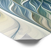 Bloemendroompatroon Abstract Blauw Khaki Fractal Poster (Hoek)