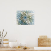 Bloemendroompatroon Abstract Blauw Khaki Fractal Poster (Keuken)