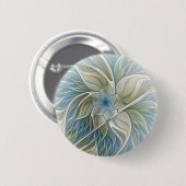 Bloemendroompatroon Abstract Blauw Khaki Fractal Ronde Button 5,7 Cm (Voorkant /achterkant)
