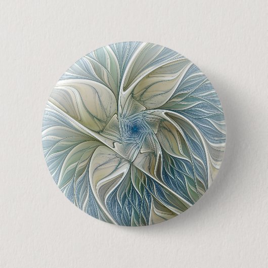 Bloemendroompatroon Abstract Blauw Khaki Fractal Ronde Button 5,7 Cm (Voorkant)