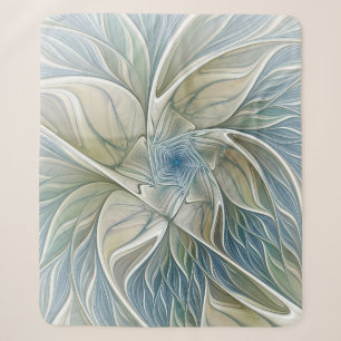 Bloemendroompatroon Abstract Blauw Khaki Fractal Sherpa Deken