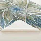 Bloemendroompatroon Abstract Blauw Khaki Fractal Sherpa Deken (3/4)