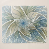 Bloemendroompatroon Abstract Blauw Khaki Fractal Sherpa Deken (Voorkant (horizontaal))