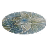 Bloemendroompatroon Abstract Blauw Khaki Fractal Snijplank (Hoek)
