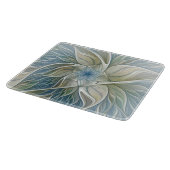 Bloemendroompatroon Abstract Blauw Khaki Fractal Snijplank (Hoek)