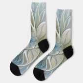 Bloemendroompatroon Abstract Blauw Khaki Fractal Sokken (Links)
