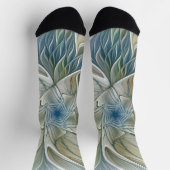 Bloemendroompatroon Abstract Blauw Khaki Fractal Sokken (Top)
