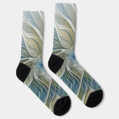 Bloemendroompatroon Abstract Blauw Khaki Fractal Sokken (Rechts)