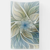 Bloemendroompatroon Abstract Blauw Khaki Fractal Spandoek (Verticaal)