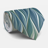 Bloemendroompatroon Abstract Blauw Khaki Fractal Stropdas (Opgerold)
