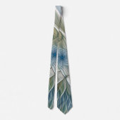 Bloemendroompatroon Abstract Blauw Khaki Fractal Stropdas (Achterkant)