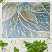 Bloemendroompatroon Abstract Blauw Khaki Fractal Theedoek (Gevouwen)
