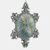 Bloemendroompatroon Abstract Blauw Khaki Fractal Tin Sneeuwvlok Ornament (Links)