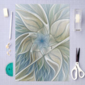 Bloemendroompatroon Abstract Blauw Khaki Fractal Tissuepapier (Craft)