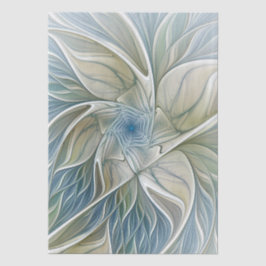 Bloemendroompatroon Abstract Blauw Khaki Fractal Tissuepapier