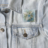 Bloemendroompatroon Abstract Blauw Khaki Fractal Vierkante Button 5,1 Cm (In situ)
