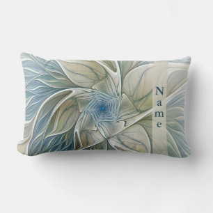 Bloemendroompatroon Abstracte Kunst Blauw Khaki Na Kussen