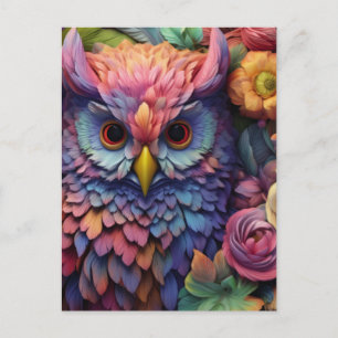 Bloemendroomuil – Kleurrijke Fantasie Vogel Kunst Briefkaart