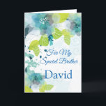Bloemendruk Aangepaste Naam Verjaardagskaart-Broer Kaart<br><div class="desc">Stel je voor dat deze verse bloemige waterverf-uitziende gedrukte verjaardagskaart wordt geopend door je speciale broer met zijn aangepaste naam erop. Tinten van Blauw en Groen op een knalwitte achtergrond. Groet afgedrukt aan de binnenkant. Pas haar naam aan door het menu rechts te kiezen, klik op "David" en wijzig de...</div>