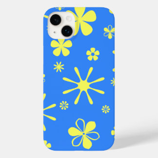 Bloemendruk blauw en geel Case-Mate iPhone 14 plus hoesje