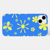 Bloemendruk blauw en geel Case-Mate iPhone case (Achterkant (horizontaal))