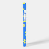 Bloemendruk blauw en geel Case-Mate iPhone case (Achterkant / Links)