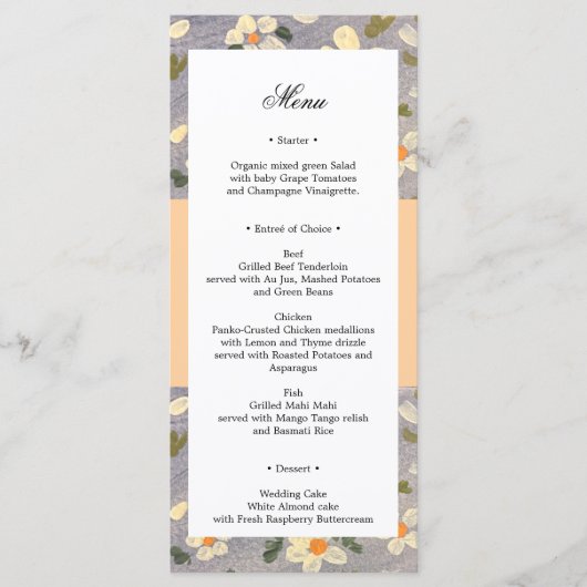 Bloemendruk Bruiloftsmenu of Bruidsfeestmenu Menu (Voorkant)