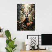 Bloemendruk hertenbos, Dark Academia Poster (Thuiskantoor)