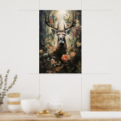 Bloemendruk hertenbos, Dark Academia Poster (Keuken)