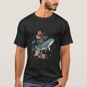 Bloemendruk Kunstprint van een Walvis die Zwemt in T-shirt