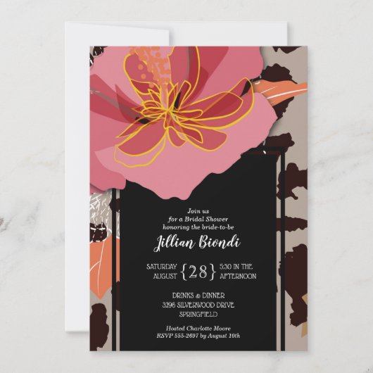 Bloemendruk Luipaard Dierprint Bruiloft Feest Kaart (Voorkant)