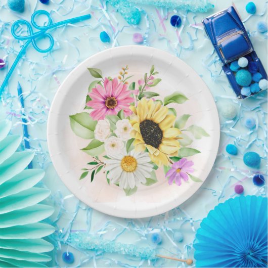 Bloemendruk  papieren bordje (Feest)