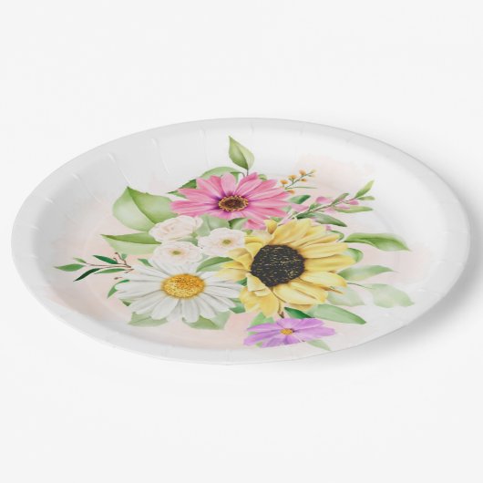 Bloemendruk papieren bordje (Gekanteld)