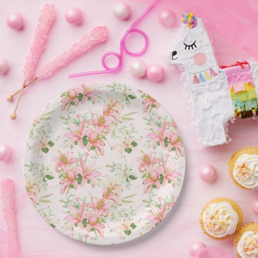 Bloemendruk  papieren bordje (Feest)