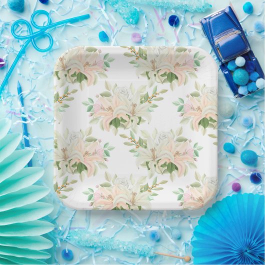 Bloemendruk papieren bordje (Feest)