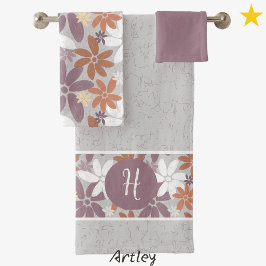 Bloemendruk Sapphisch Lesbisch Vlag Monogram   Bad Handdoek