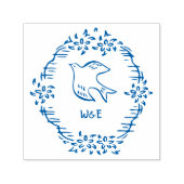  Bloemenduif Bruiloft Monogram Zelfinktende Stempel (Design)
